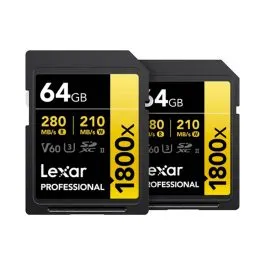 lexar professional 1800x sdxc uhs ii tarjeta gold series 64gb (pack de 2)