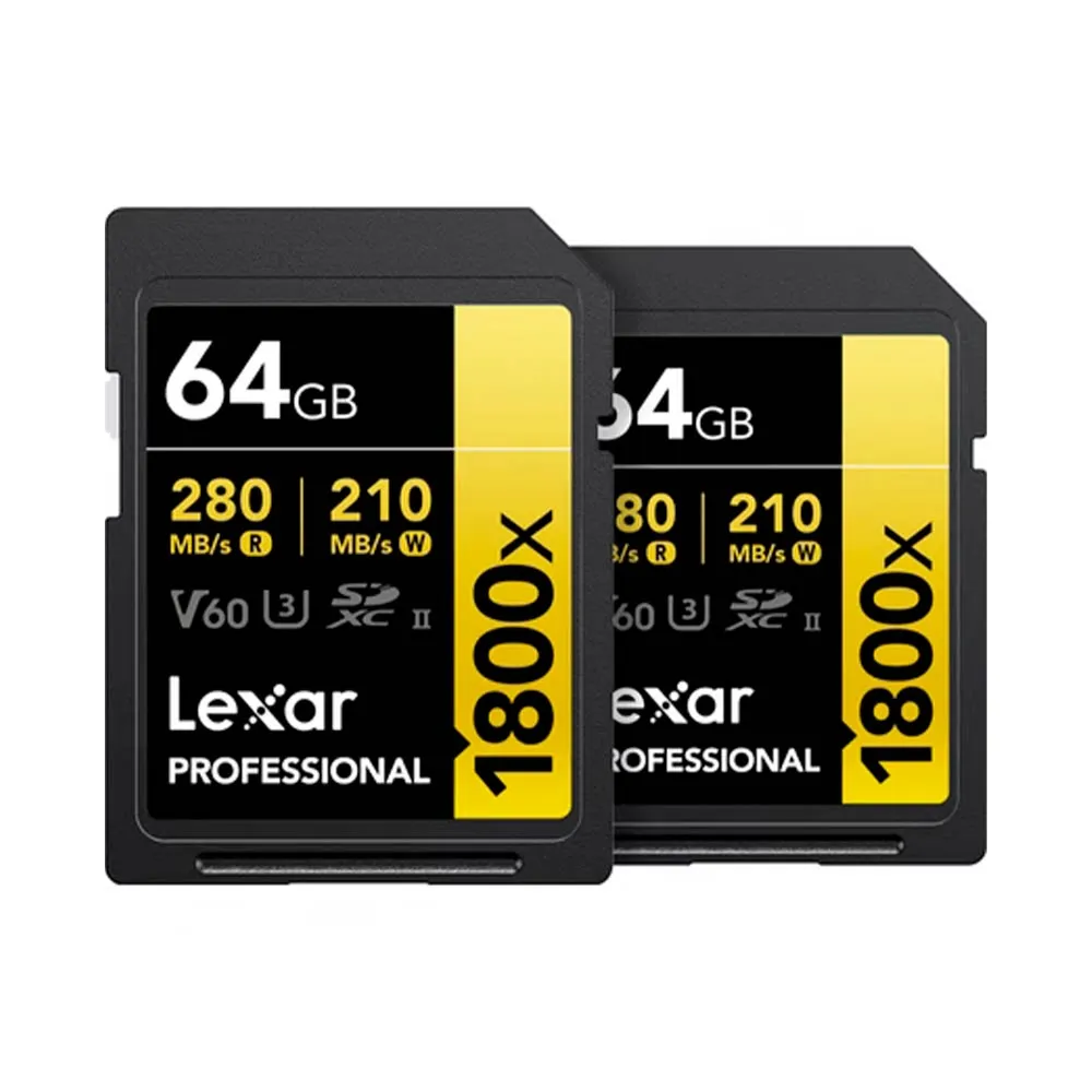 lexar professional 1800x sdxc uhs ii tarjeta gold series 64gb (pack de 2) lexar professional 1800x sdxc uhs ii tarjeta gold series 64gb (pack de 2)