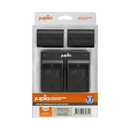 jupio kit 2 baterías para canon lp e6nh y cargador doble usb