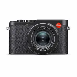 Cámara compacta Leica negra vista frontal