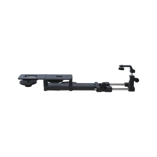 Soporte extensible para equipos fotográficos negros.