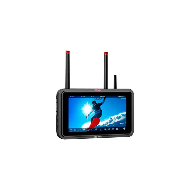 Monitor grabador Atomos Ninja con antenas