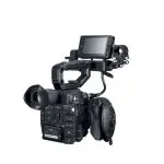 Cámara de vídeo profesional con monitor externo