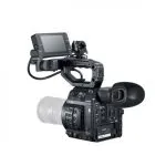 Cámara de vídeo profesional Canon con monitor superior