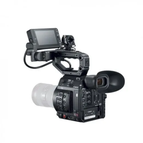 Cámara de vídeo profesional Canon con monitor superior